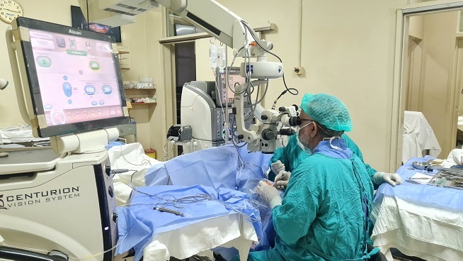 How cataract operation is performed? Eye is taken out of the body?