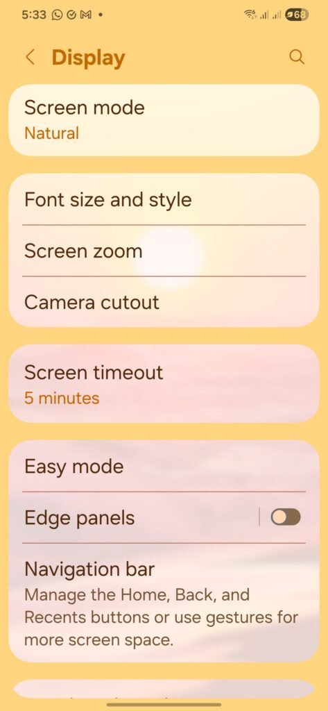 Display settings